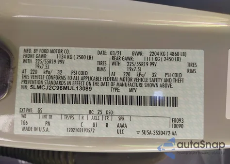 2021 Lincoln Corsair Reserve from USA, damaged, VIN 5LMCJ2C96MUL13089